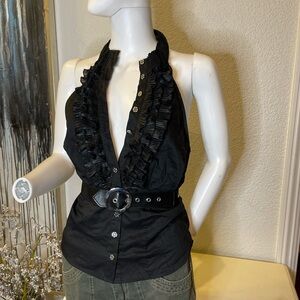 bebe baddie Y2K xs Black Ruffled Halter Top